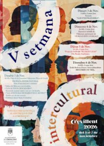 Cartel oficial de la V Semana Intercultural de Crevillent, con la programación del 3 al 7 de noviembre de 2026