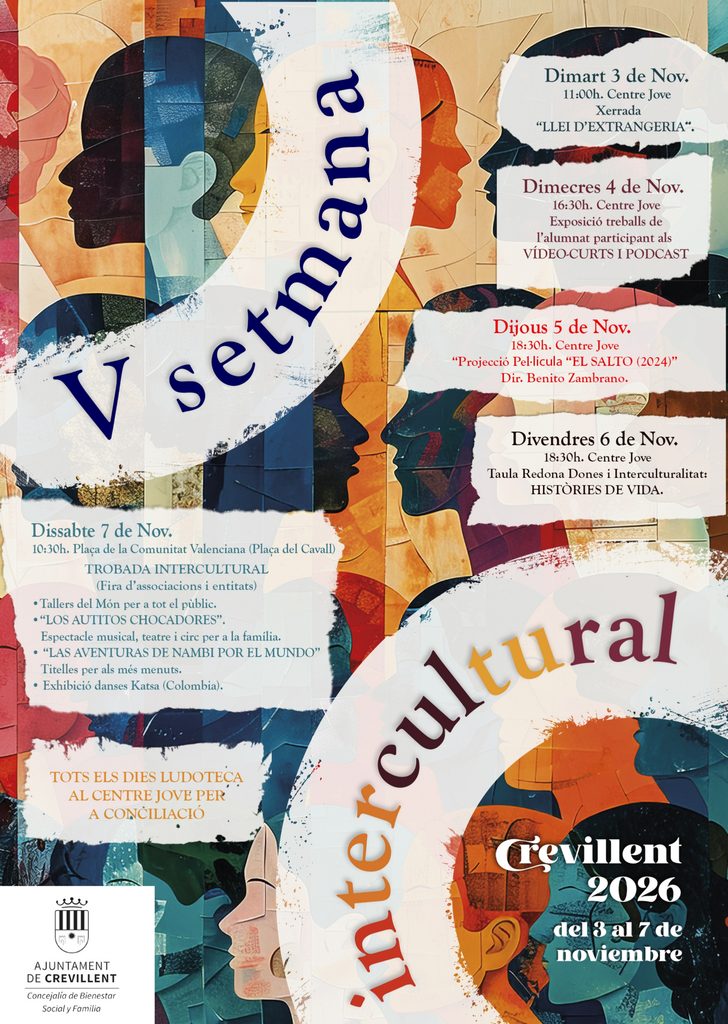 Crevillent celebrará su Semana Intercultural del 3 al 7 de noviembre: cine, talleres y encuentros vecinales
