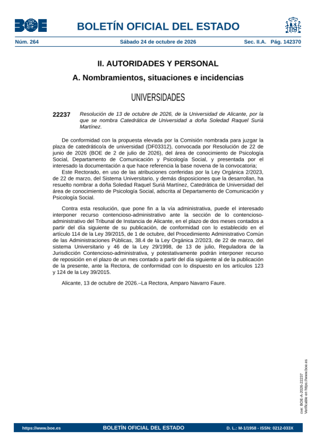 El BOE confirma la cátedra de Raquel Suriá, investigadora y tutora de la UNED de Elche