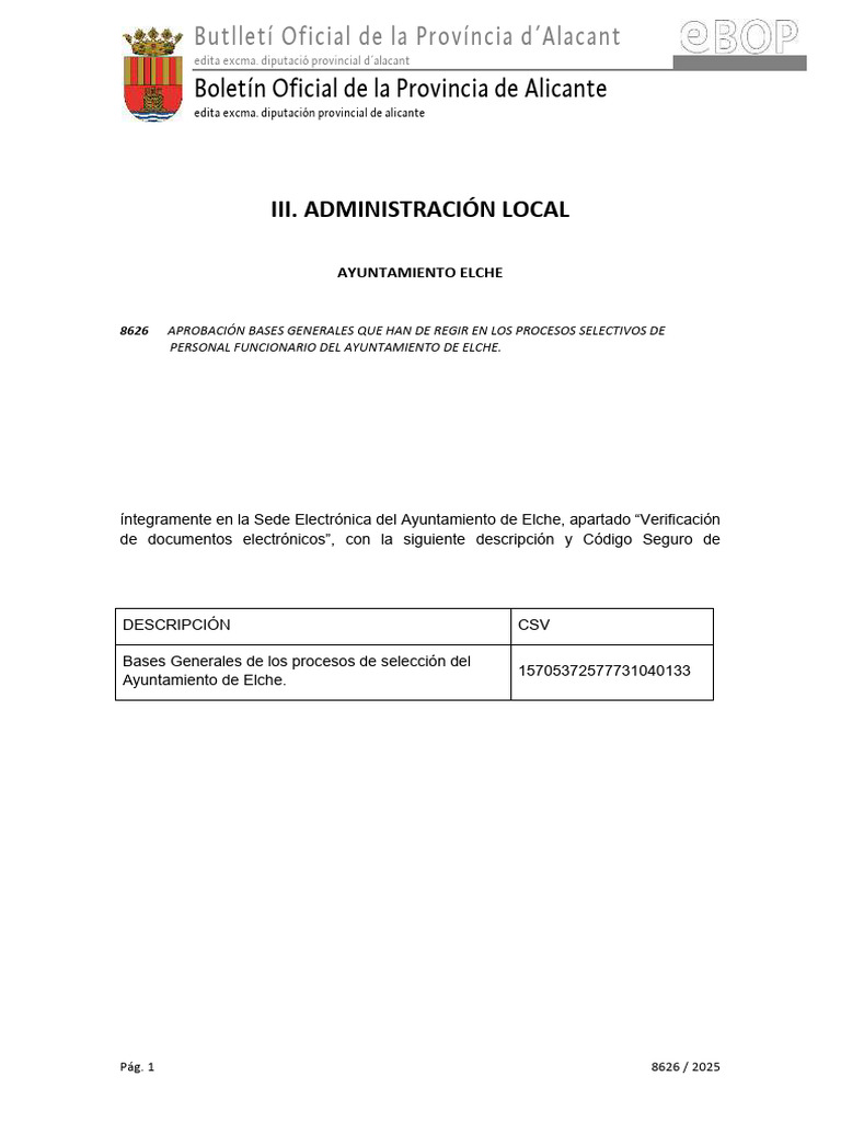 Elche publica 194 admisiones provisionales para ocho plazas municipales de deporte, arquitectura e informática